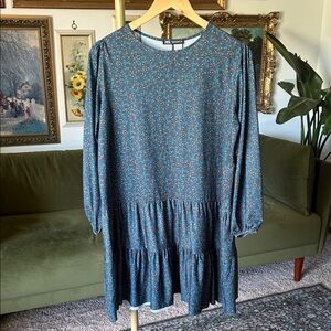 NWT Zara Floral Teal Dress